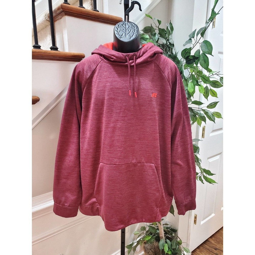 Russell Athletic Men's Maroon Polyester Long Sleeve Pullover Fleece Hoodie 2XL - Picture 1 of 10